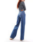 ONLY Hope high waisted wide leg jeans in mid blue