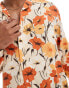 ASOS DESIGN relaxed revere shirt with retro floral print in orange