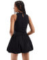 Mango puffball mini dress in black