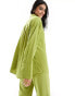 4th & Reckless satin flared sleeve oversized shirt co-ord in lime