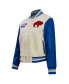 Women's Cream Distressed Buffalo Bills Retro Classic Vintage-Like Full-Zip Varsity Jacket