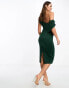 ASOS DESIGN fallen shoulder pleat midi scuba dress in green