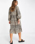 Urban Threads tiered midi smock dress in leopard print