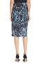 Halston Heritage Women's Feathers print Chiffon Lined Skirt Black Blue 6