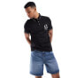 Armani Exchange chest logo polo in black with contrast tipping