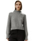 Women's Ribbed Collar and Hemline Wool Cashmere Sweater for Women