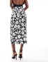 New Look satin midi skirt in black floral