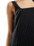 ASOS DESIGN square neck pinafore playsuit in black pinstripe