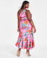 Plus Size Printed Asymmetric-Neck One-Shoulder Dress