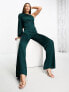 TFNC Tall satin one shoulder jumpsuit in forest green