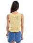 ASOS DESIGN knitted tank top in boucle yarn with ladder stitch detail in yellow