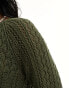 ONLY wide sleeve crochet top in dark khaki