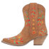 Dingo Sugar Bug Floral Embroidery Round Toe Cowboy Booties Womens Brown Casual B