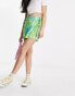 ASOS DESIGN wrap tie skort in green meadow floral print