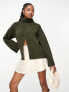 4th & Reckless front split roll neck jumper in khaki