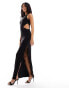 ASOS DESIGN cut out maxi column dress in black