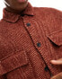 ASOS DESIGN 90s oversized herringbone wool look shirt in rust