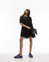 Topshop channeled mini chuck on dress with broderie trim in black