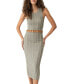 Women's Round-Neck Wood-Bead-Trim Midi Dress