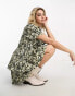 ASOS DESIGN button front tiered smock playsuit in grungy floral