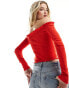 ASOS DESIGN pointelle bardot top in red