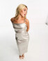 Forever New metallic drape midaxi slip dress in silver