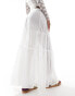 COLLUSION maxi sheer tiered skirt in cream