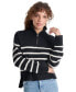 Petite Half-Zip Striped Long-Sleeve Sweater