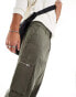 Dr Denim Omar Utility wide straight leg cargo trousers in khaki