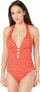 LAUREN RALPH LAUREN Women's 236105 Cocktail Halter One-Piece Red Swimsuit Size 4