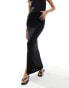 Selected Femme co-ord jersey maxi skirt with ruched waist and split in black