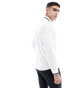 ASOS DESIGN slim shirt with navy detailing in white