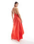 ASOS DESIGN satin high neck open back maxi dress in red