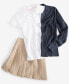 Big Girls Uniform Pointelle-Stitching Cardigan