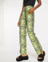 Annorlunda zebra print denim jeans in yellow