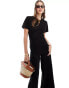 ASOS DESIGN open back t-shirt palazzo jumpsuit in black