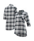 Женская пижама Concepts Sport Womens Charcoal, Gray Carolina Panthers Accolade Flannel Long Sleeve Button-Up Nightshirt