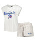 Женская пижама Concepts Sport womens White, Cream Buffalo Bills Montana Knit T-shirt and Shorts Sleep Set