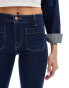 Wrangler high waisted pocket detail flare jeans in dark blue