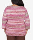 Plus Size Wine Country Diagonal Space Dye Crew Neck Sweater