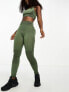 Hummel seamless mid waist leggings in khaki