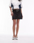 Topshop denim high waisted mini skirt in washed black