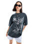 ASOS DESIGN oversized t-shirt with new york botanical graphic in washed charcoal