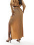 In The Style plisse maxi skirt co-ord in coffee