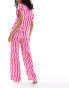 Mango wave stripe co-ord trousers in pink