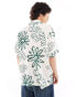 Dr Denim Madi short sleeve relaxed fit summer shirt in green resort print ecru