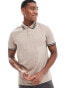 ASOS DESIGN tipped pique polo shirt in stone