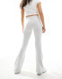 Bershka high waisted sculpting jersey flared trousers in light grey