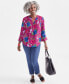 Petite Floral-Print Pintucked Top, Created for Macy's