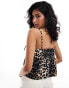 ASOS DESIGN denim cami top in leopard print